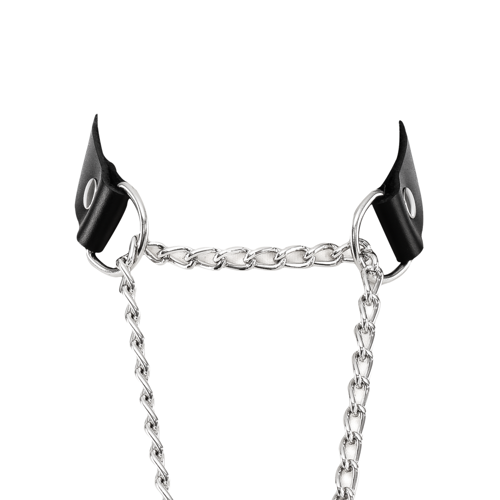 4: Rimba Bondage Play – Würgehalsband aus Leder mit Vorhängeschloss – Schwarz & Silber