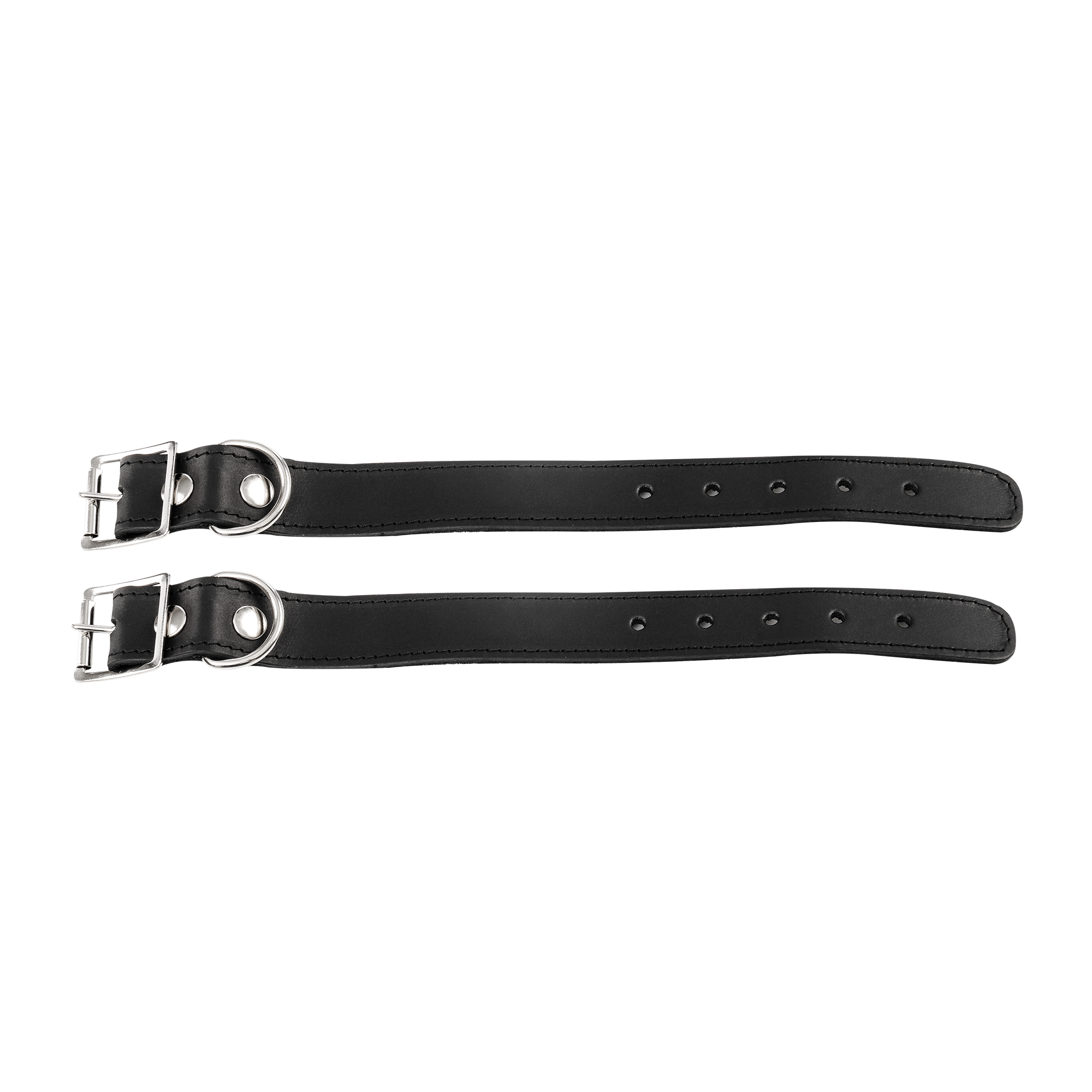 Rimba Bondage Play – Lederhandfesseln mit abnehmbarer Kette – Schwarz & Silber