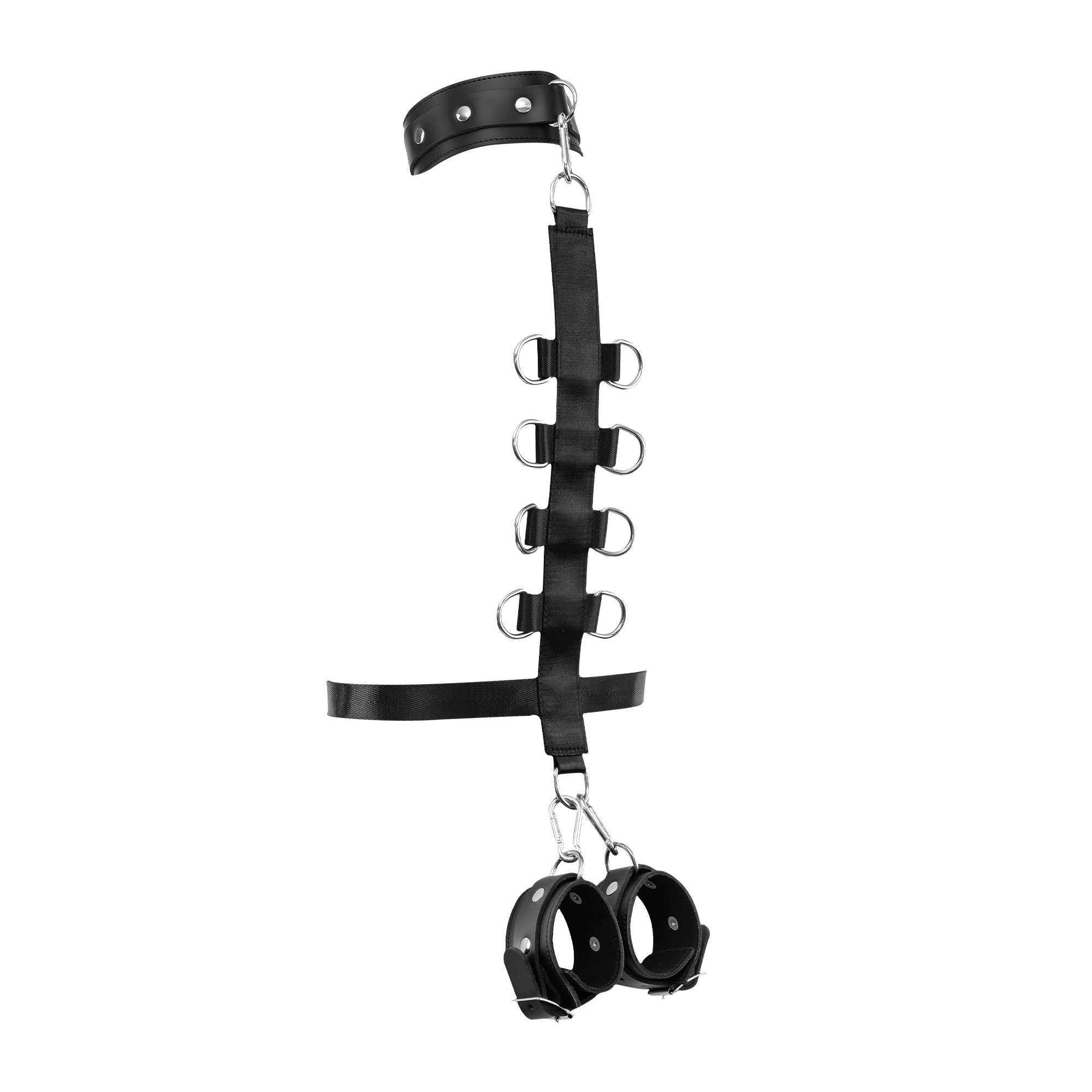 Rimba Bondage Play – Bondage-Set mit Hals- und Armmanschetten – Schwarz