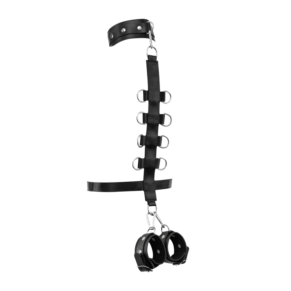 Rimba Bondage Play – Bondage-Set mit Hals- und Armmanschetten – Schwarz