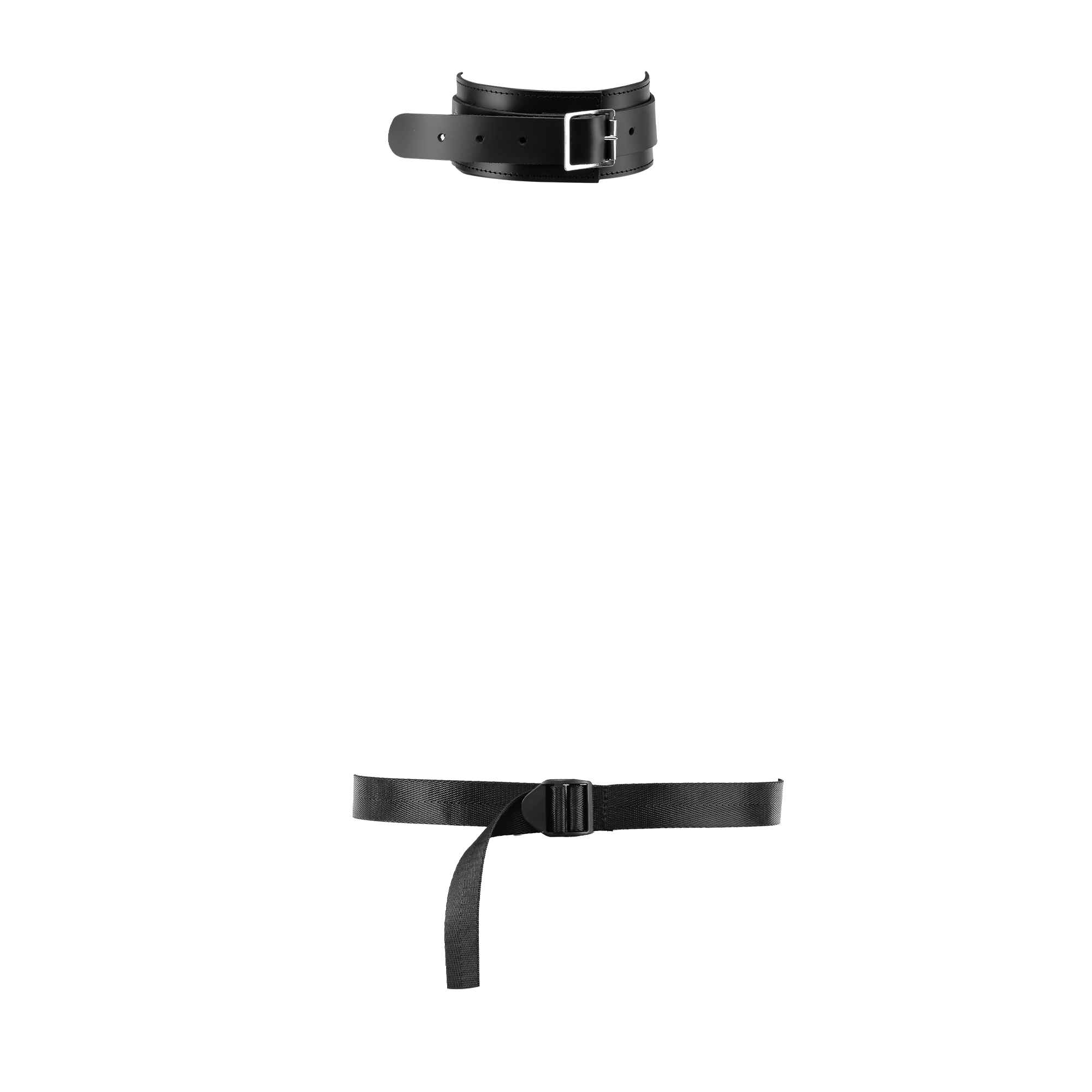 Rimba Bondage Play – Bondage-Set mit Hals- und Armmanschetten – Schwarz