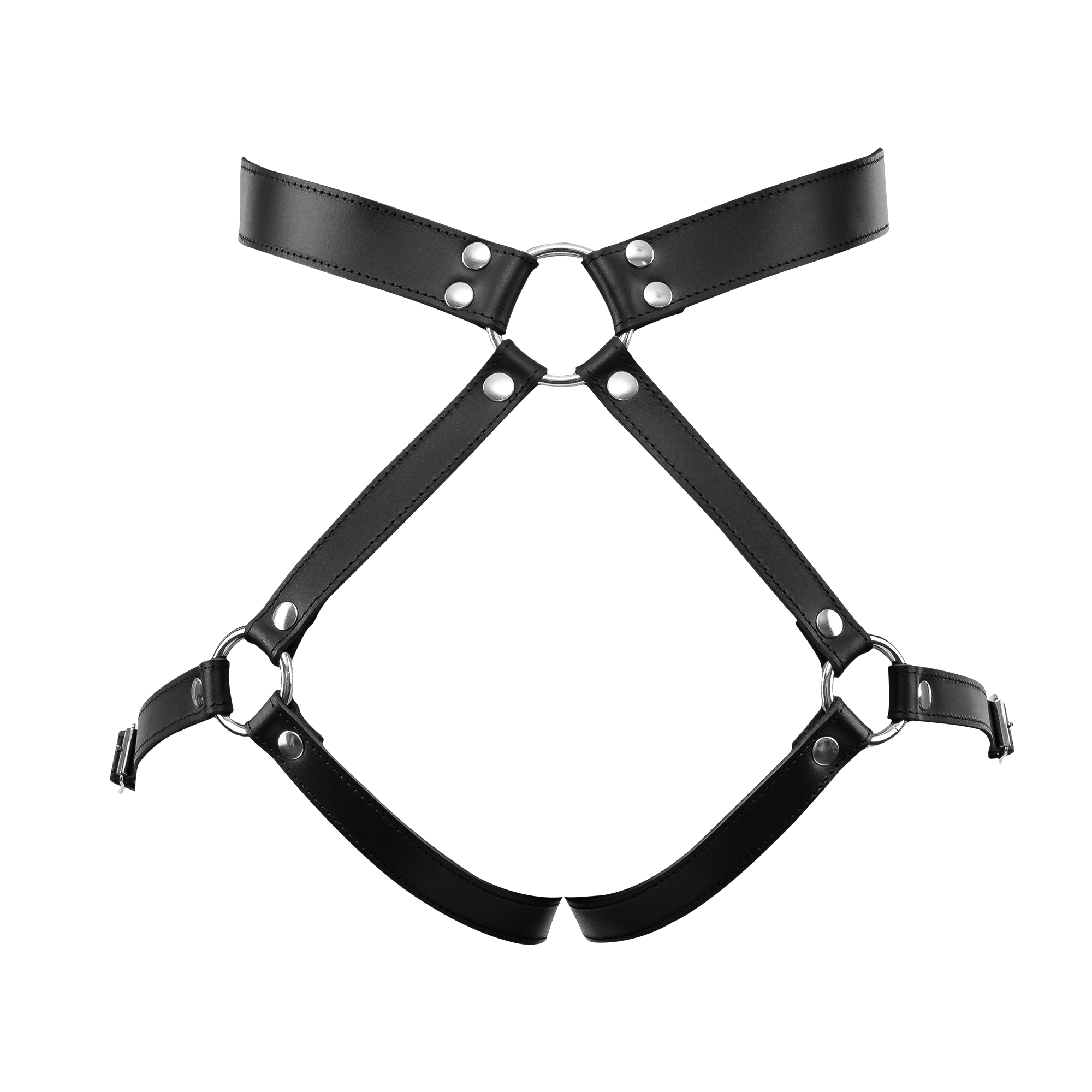 5: Rimba Bondage Play – Luxus-Leder-Bondage-Harness mit Fesseln – Schwarz
