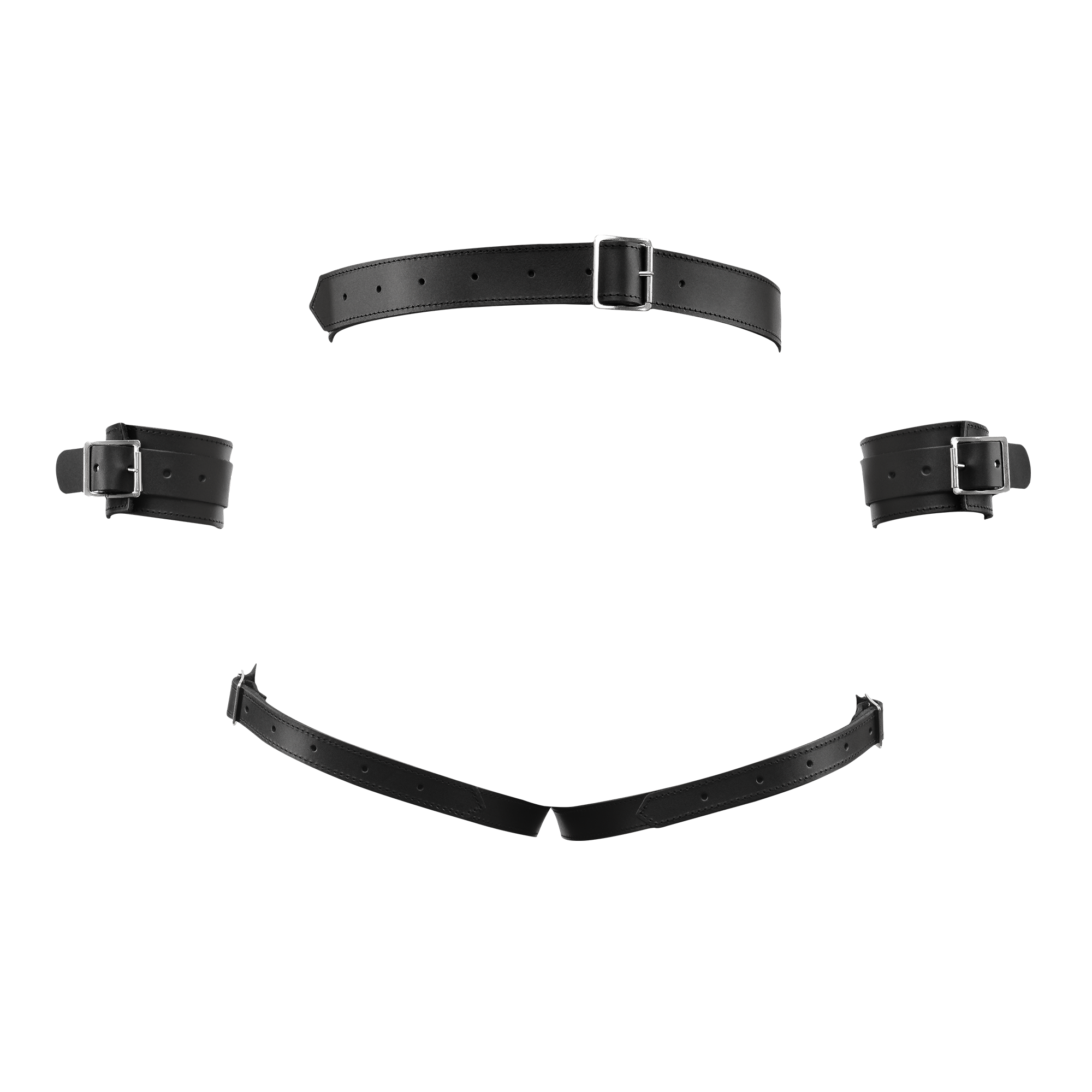 6: Rimba Bondage Play – Luxus-Leder-Bondage-Harness mit Fesseln – Schwarz