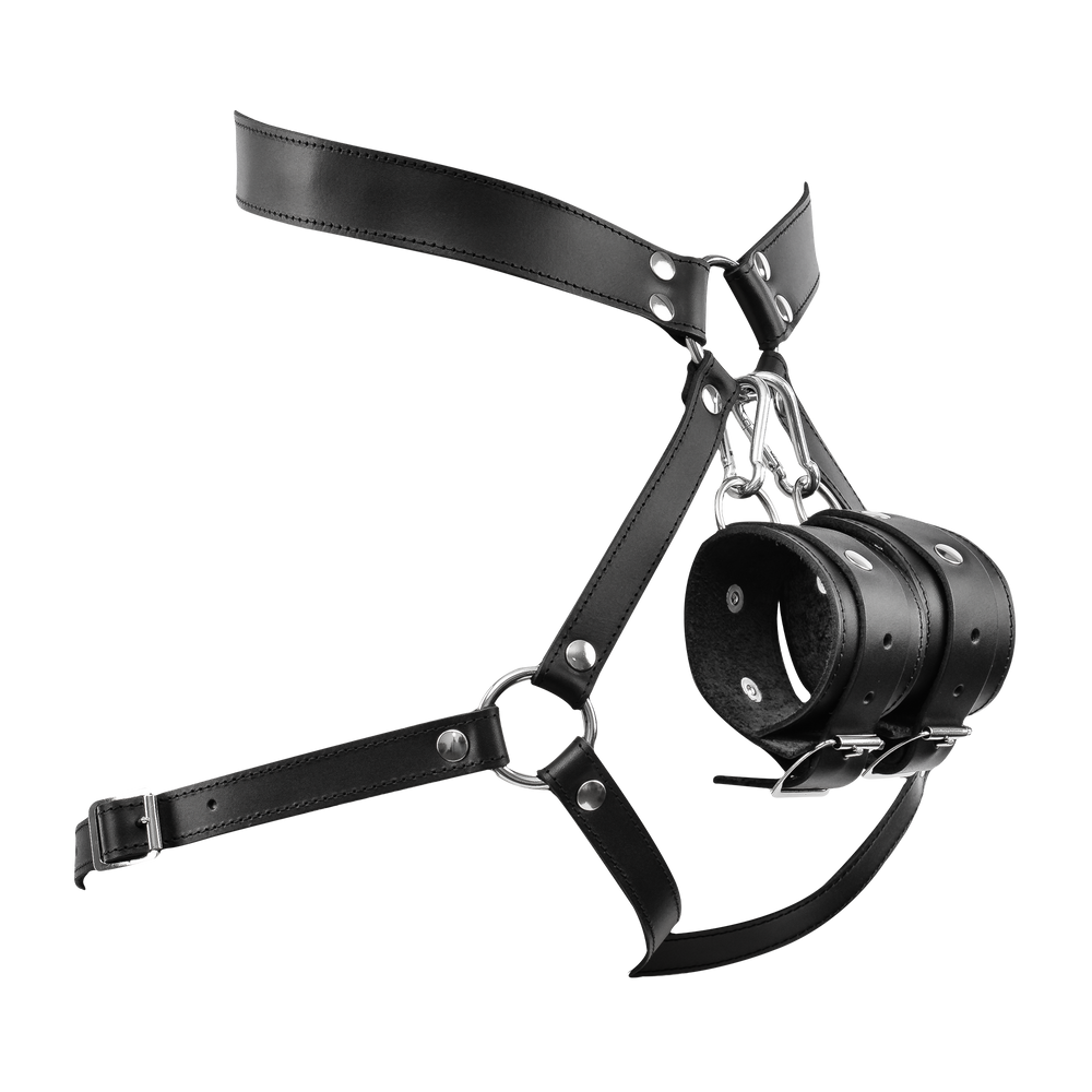 7: Rimba Bondage Play – Luxus-Leder-Bondage-Harness mit Fesseln – Schwarz