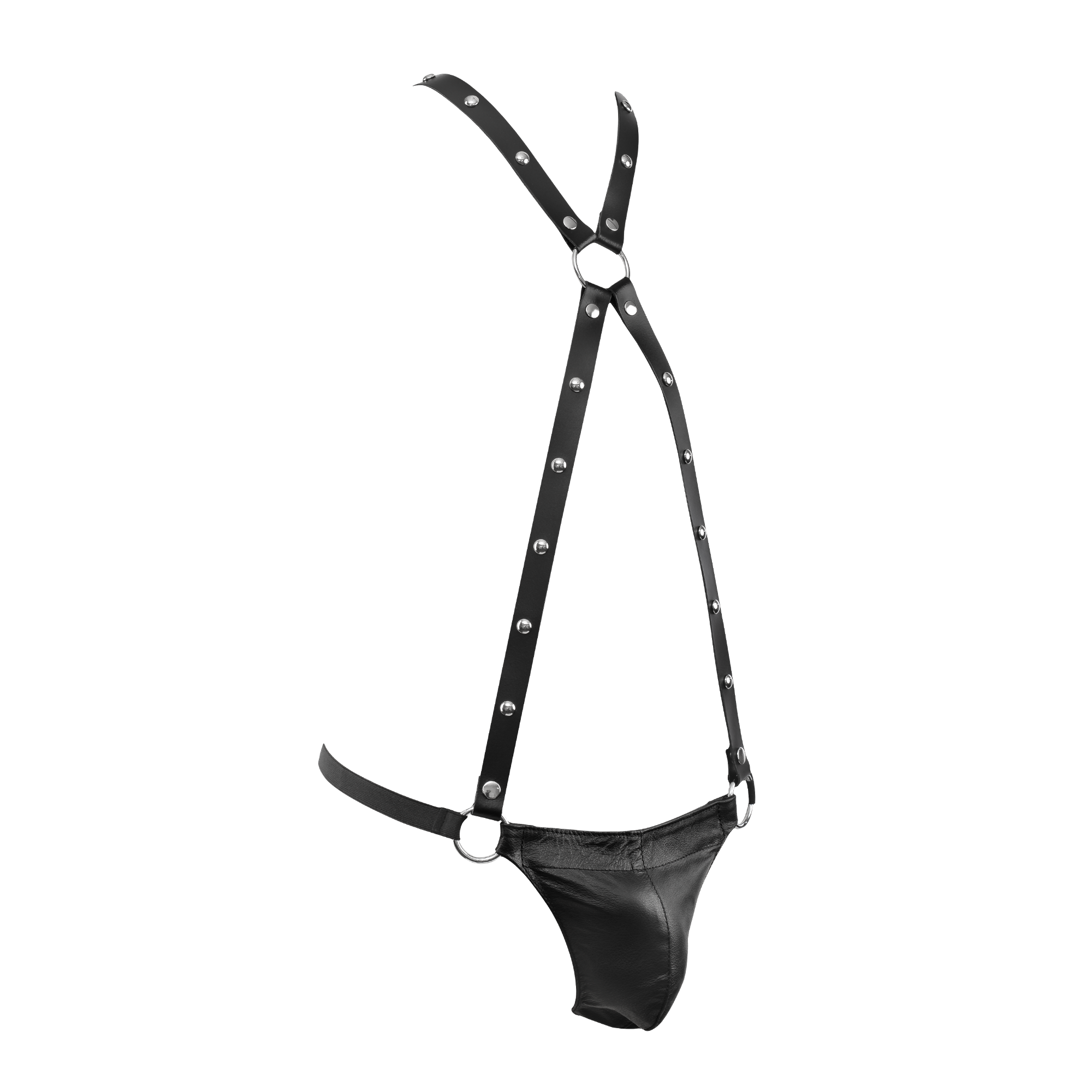 5: Rimba Bondage Play – Leder-Körperharness mit Slip – Schwarz