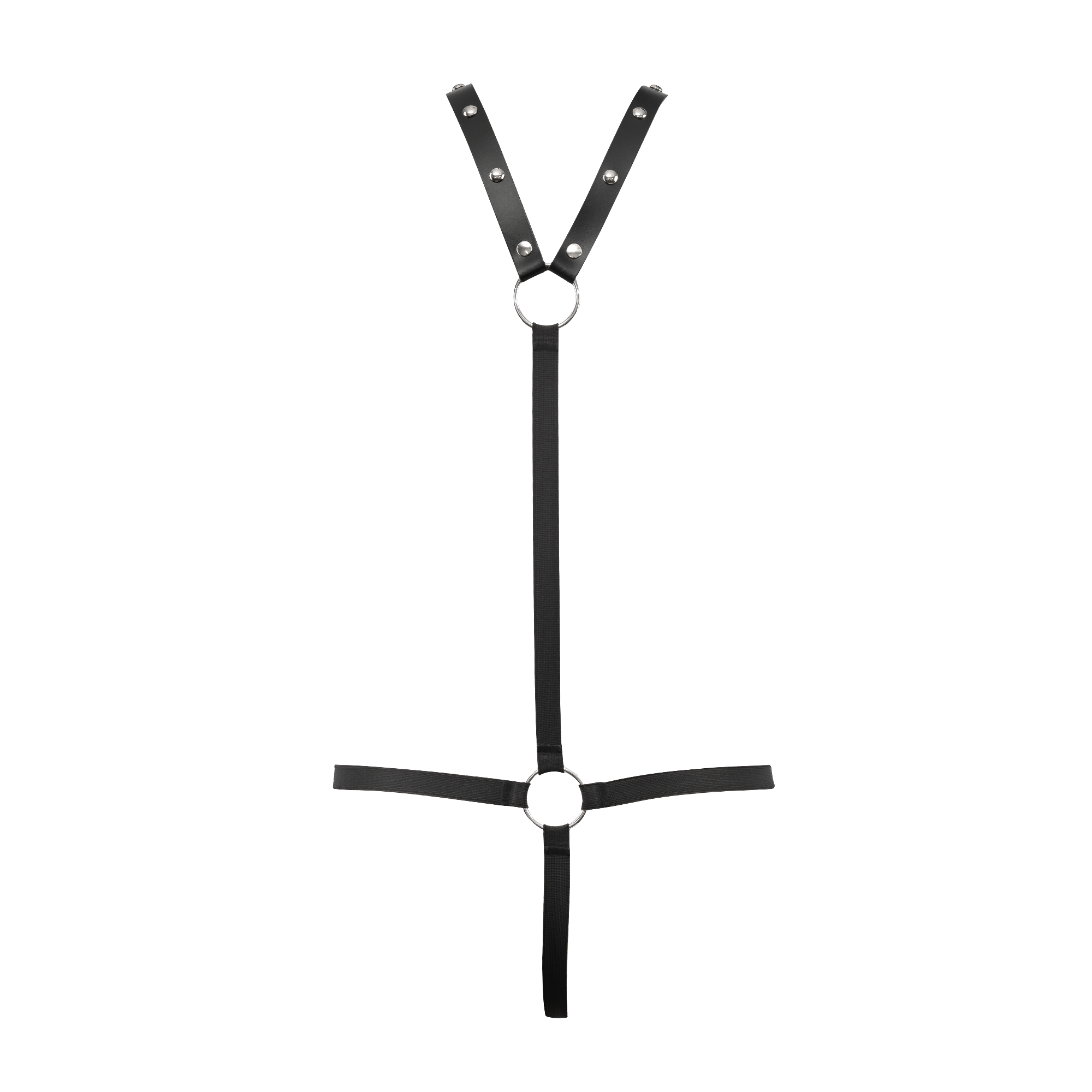 6: Rimba Bondage Play – Leder-Körperharness mit Slip – Schwarz