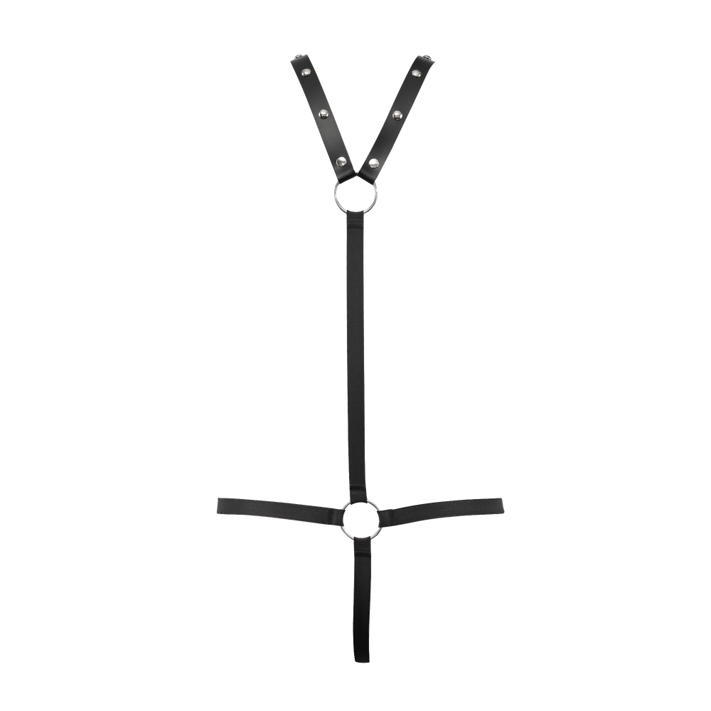 6: Rimba Bondage Play – Leder-Körperharness mit Slip – Schwarz