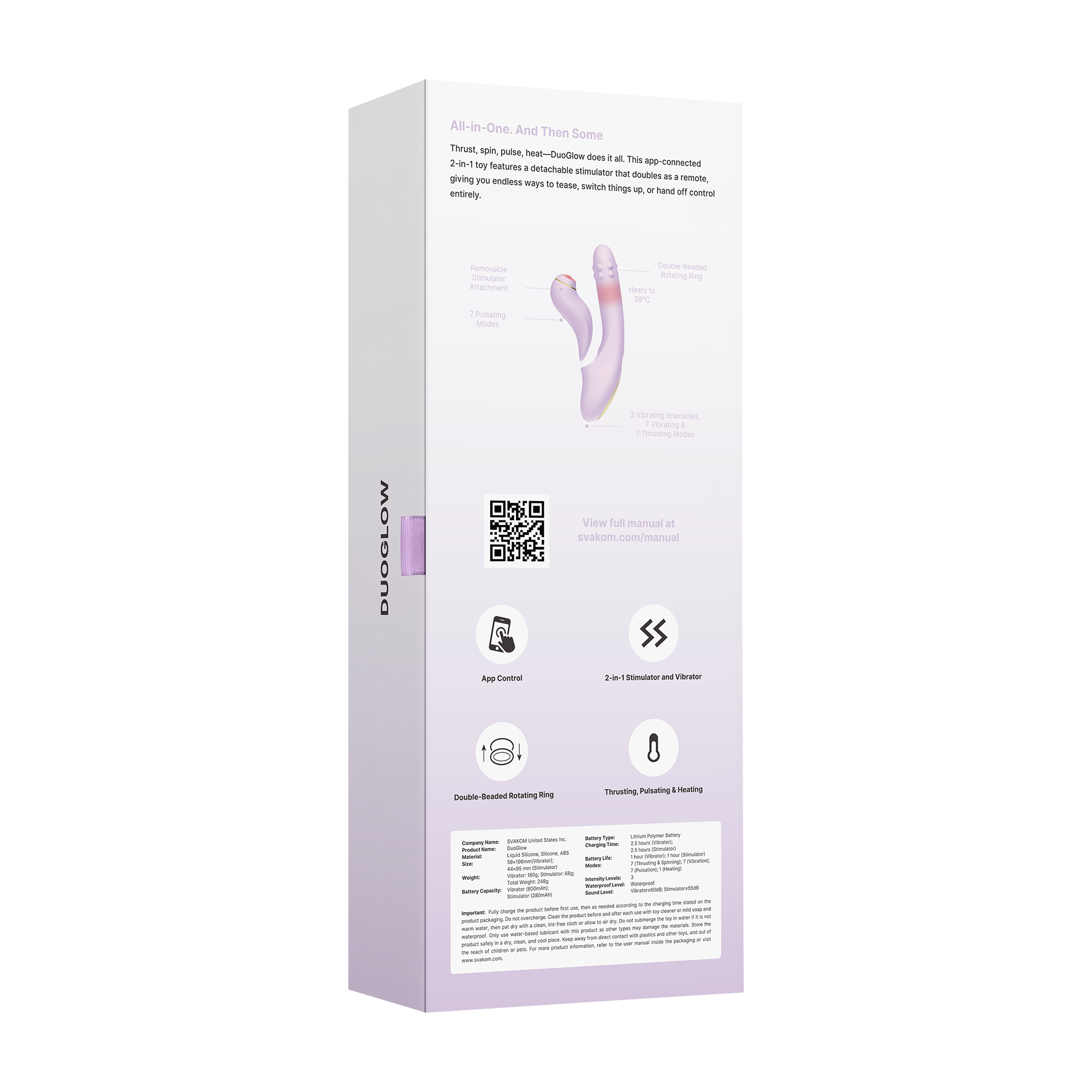 SVAKOM DuoGlow – Thrusting Perlenvibrator mit Pulsating Stimulator – Lila