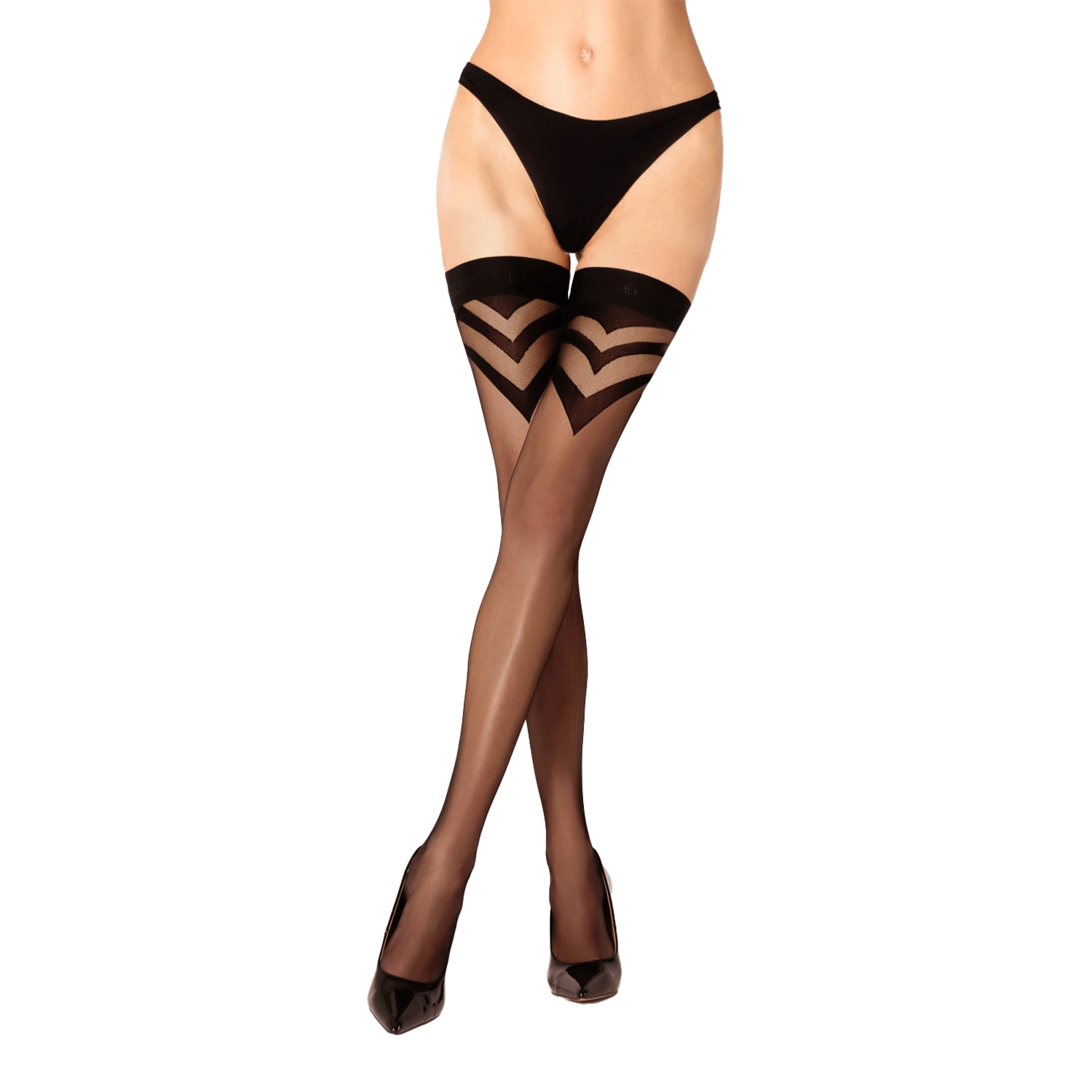 Ballerina – Black Secret – Exklusive halterlose Strümpfe (20 Denier) – Schwarz