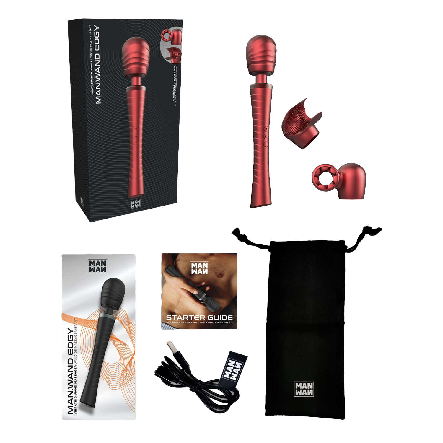 2: MANWAN - Man.Wand Edgy - Zauberstab-Vibrator - Red Velvet