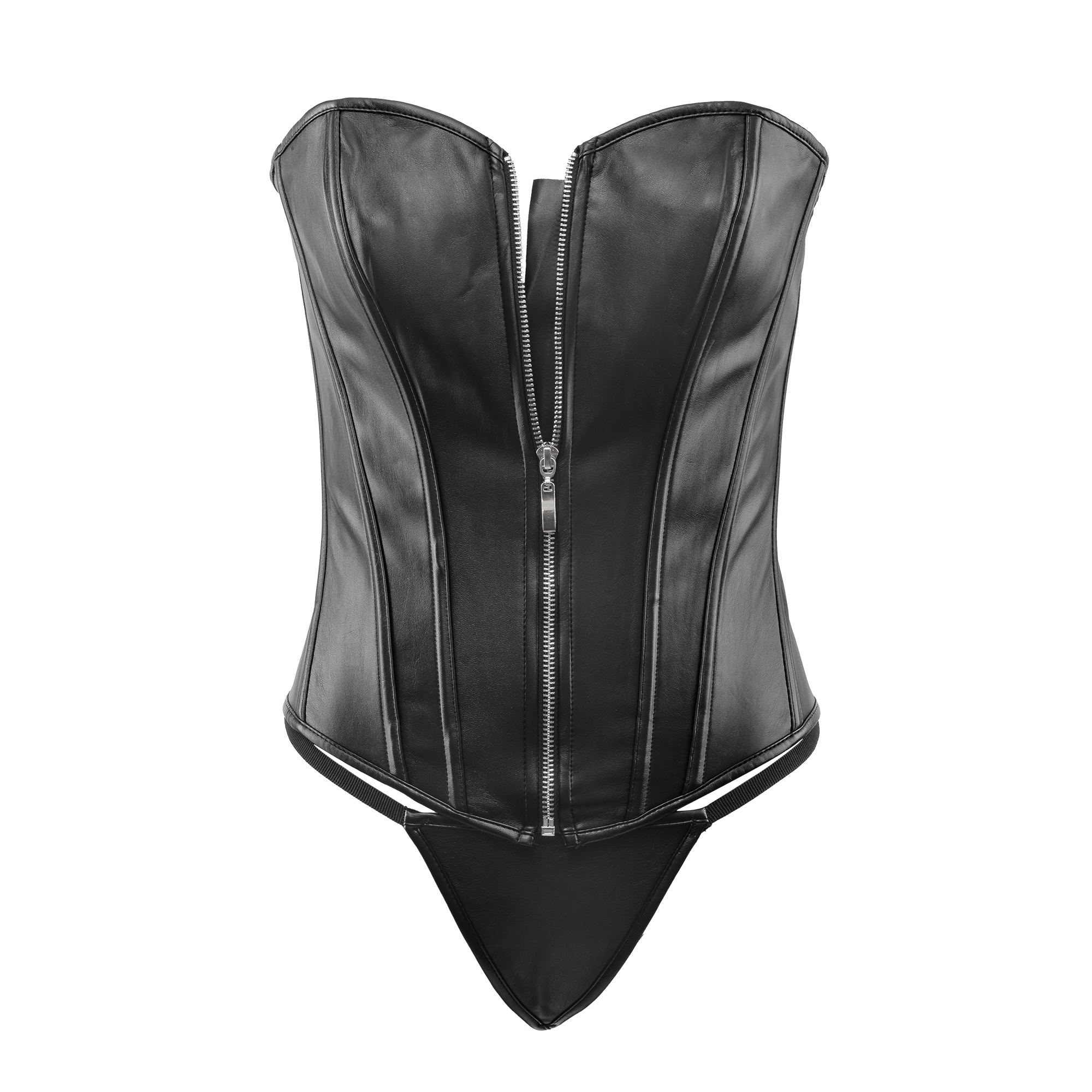 Amorable by Rimba – Korsett mit Reißverschluss – Schwarz, Silber