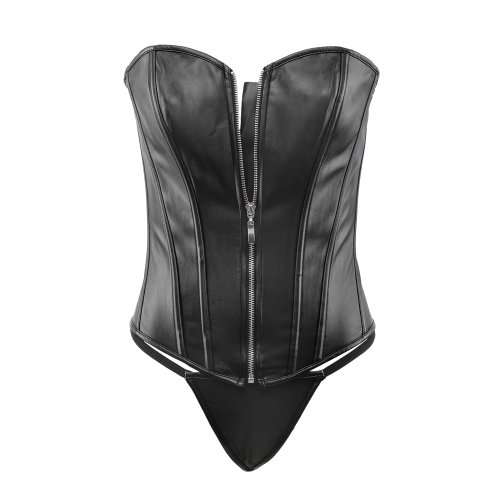 Amorable by Rimba – Korsett mit Reißverschluss – Schwarz, Silber