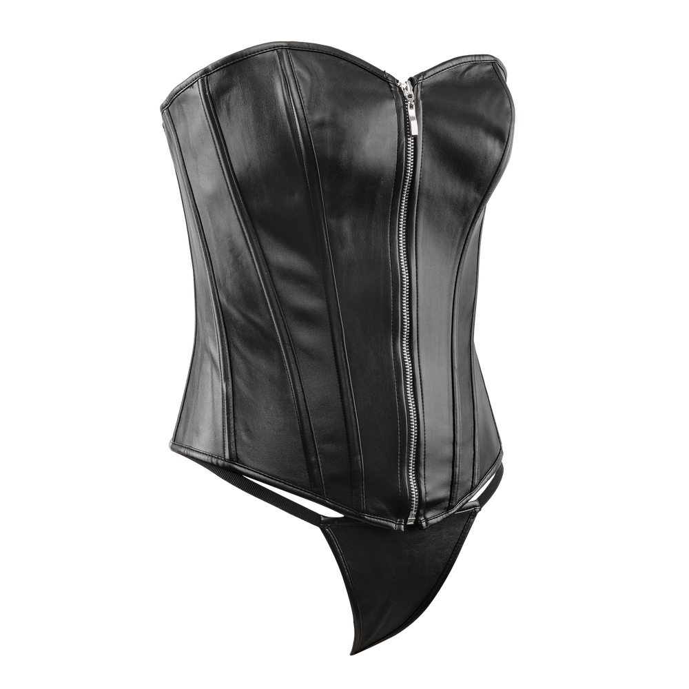Amorable by Rimba – Korsett mit Reißverschluss – Schwarz, Silber