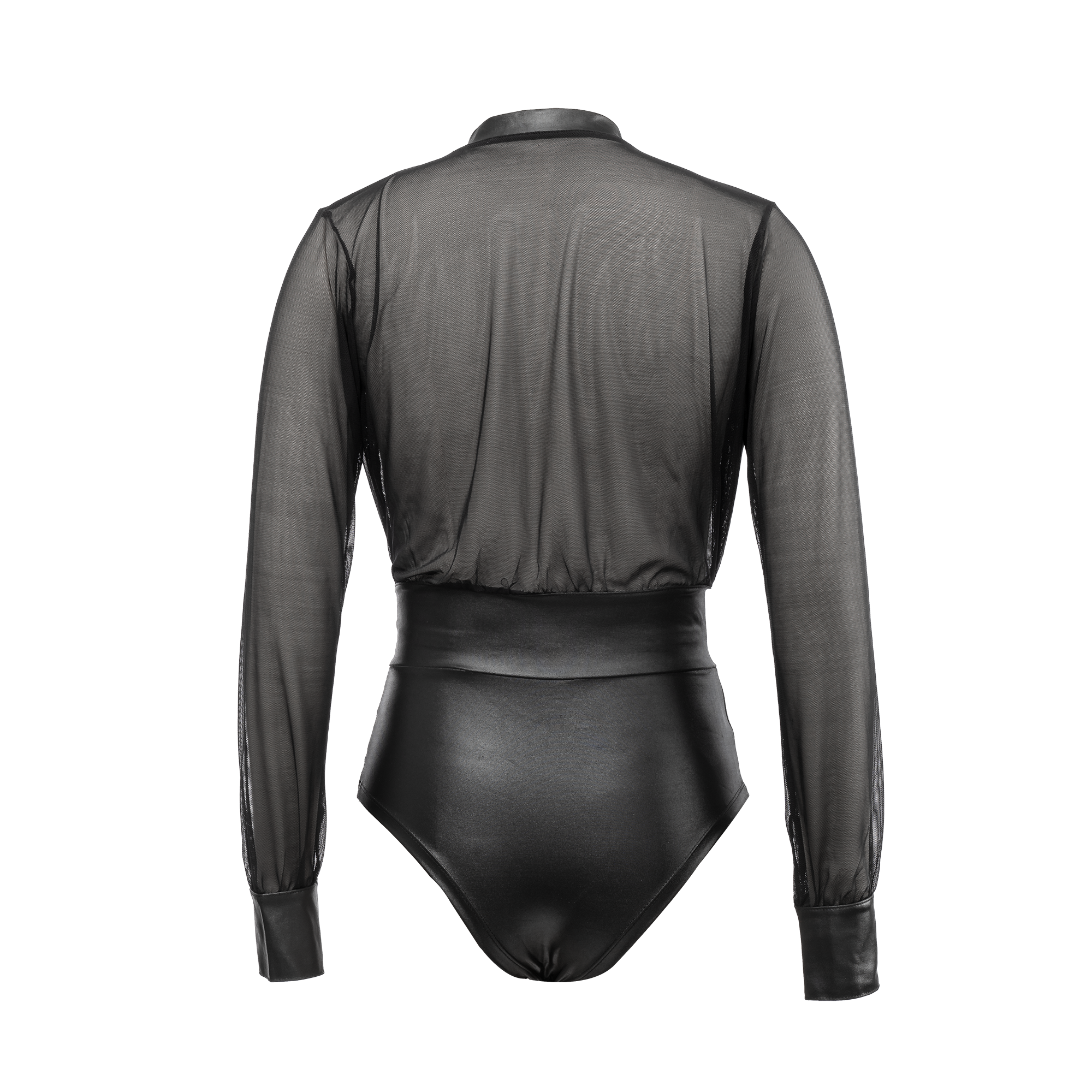 Amorable by Rimba – Sexy Wetlook-Body mit Reißverschluss – Schwarz, Silber