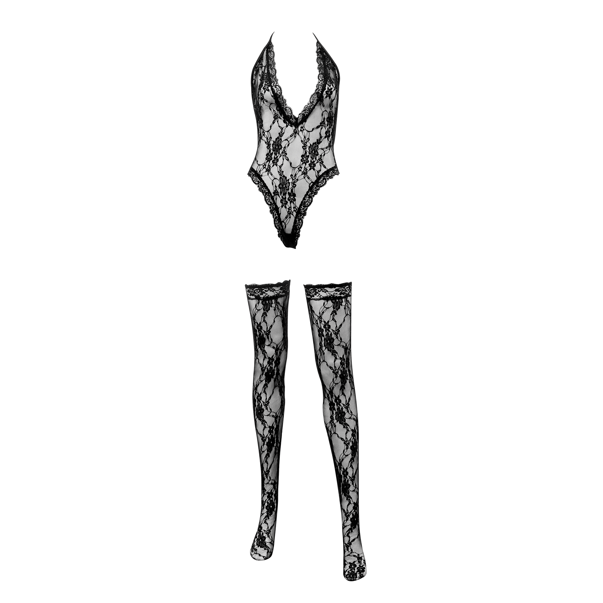 Amorable by Rimba – Bodystocking mit Strümpfen – Einheitsgröße – Schwarz