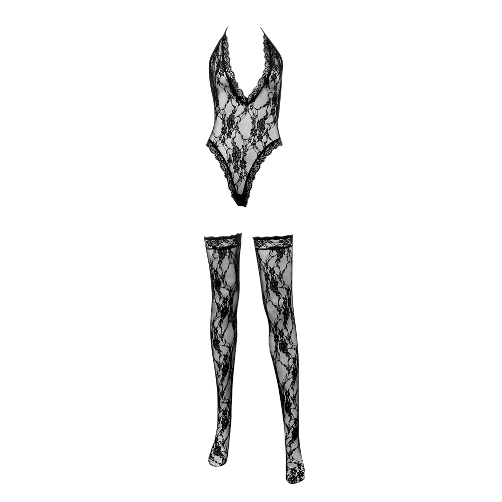 Amorable by Rimba – Bodystocking mit Strümpfen – Einheitsgröße – Schwarz