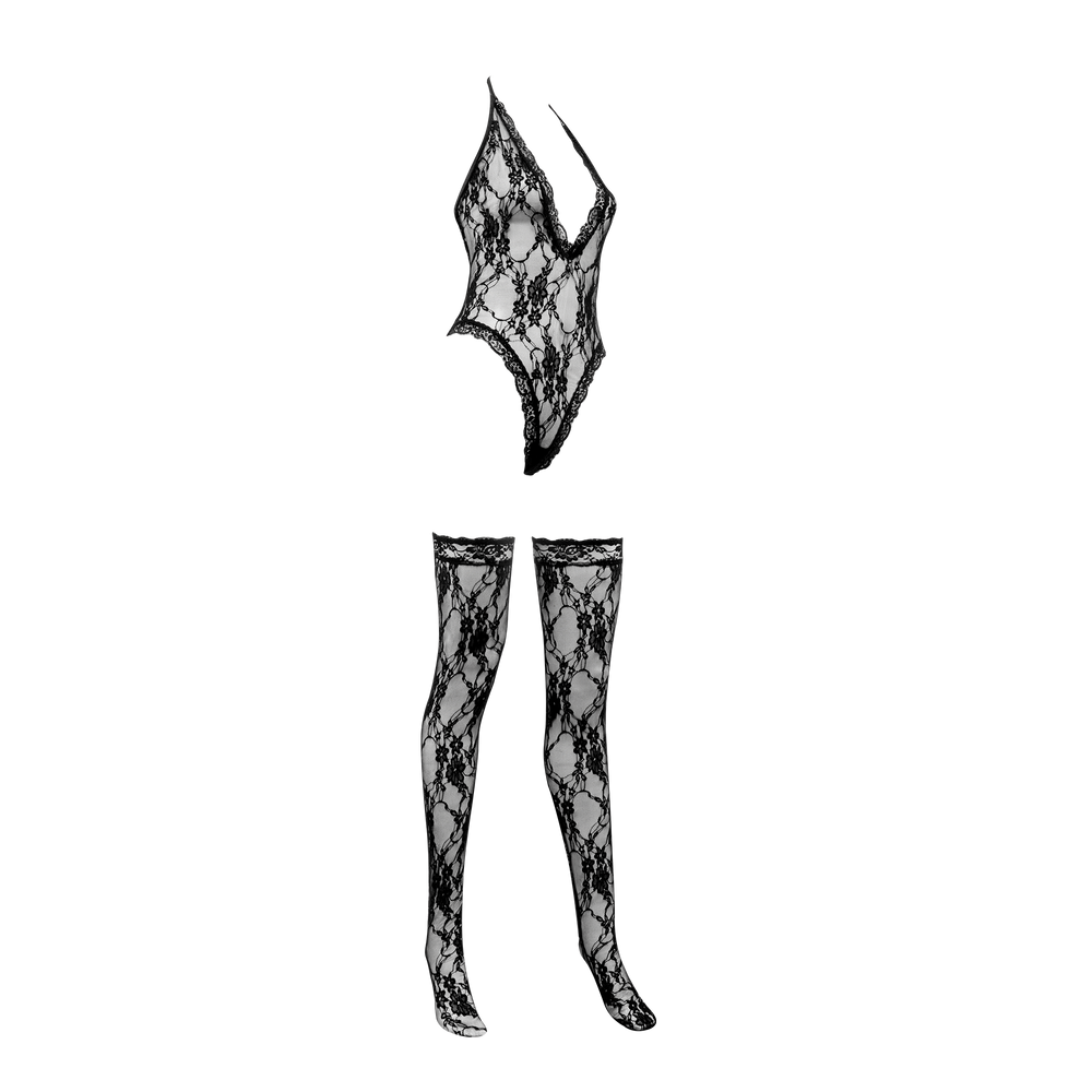 Amorable by Rimba – Bodystocking mit Strümpfen – Einheitsgröße – Schwarz