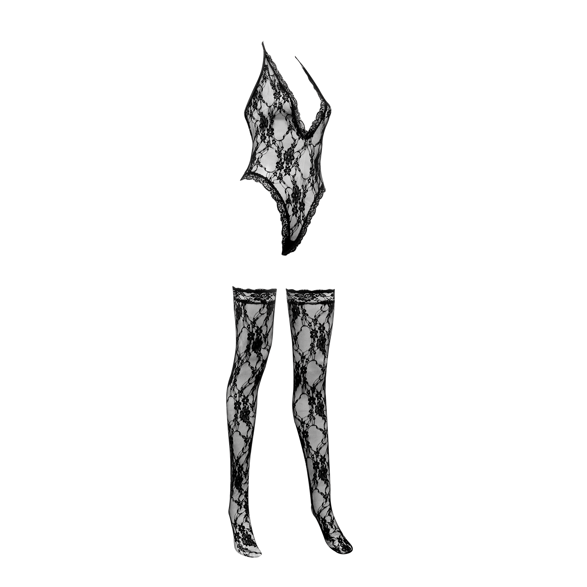 Amorable by Rimba – Bodystocking mit Strümpfen – Einheitsgröße – Schwarz