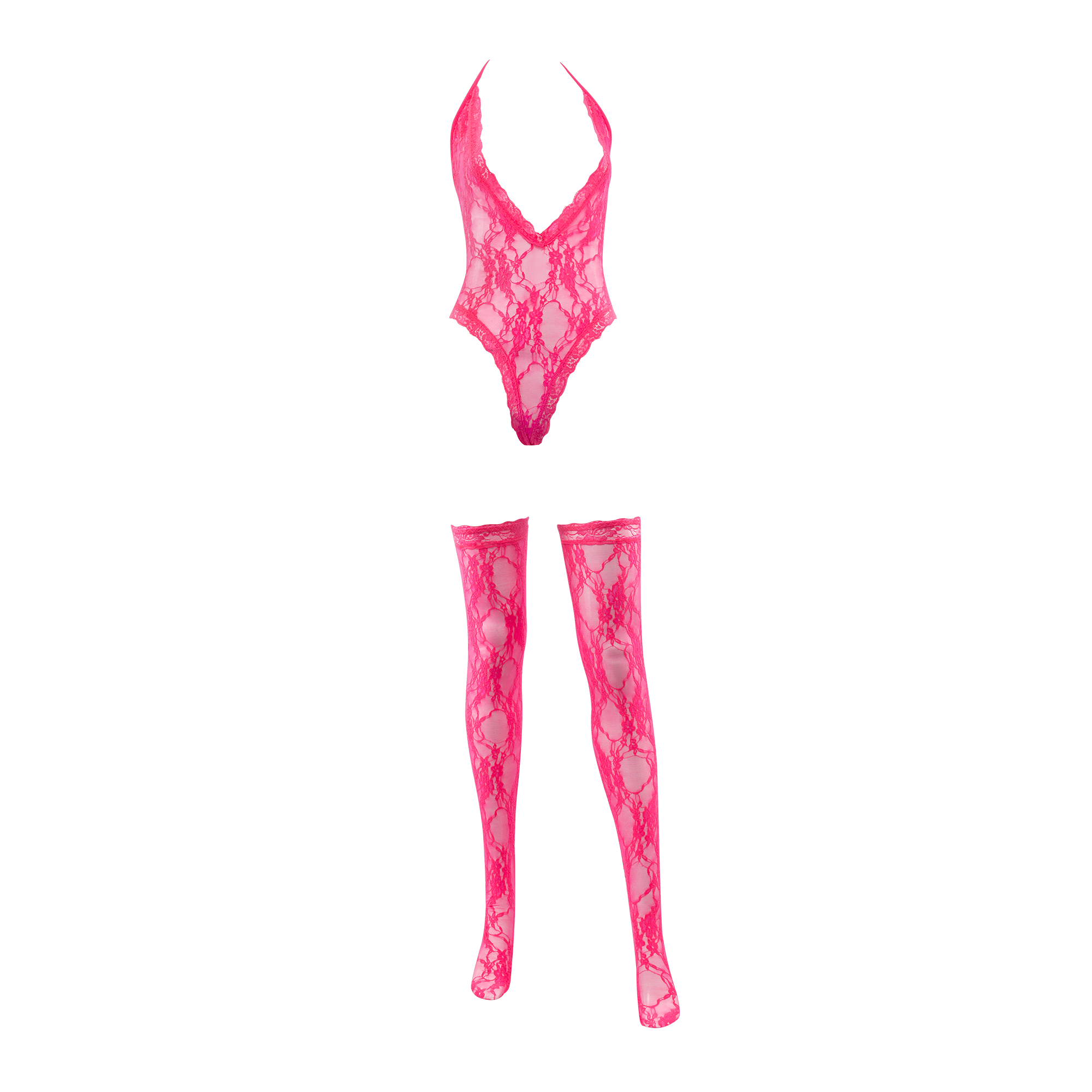 Amorable by Rimba – Bodystocking mit Strümpfen – Einheitsgröße – Pink