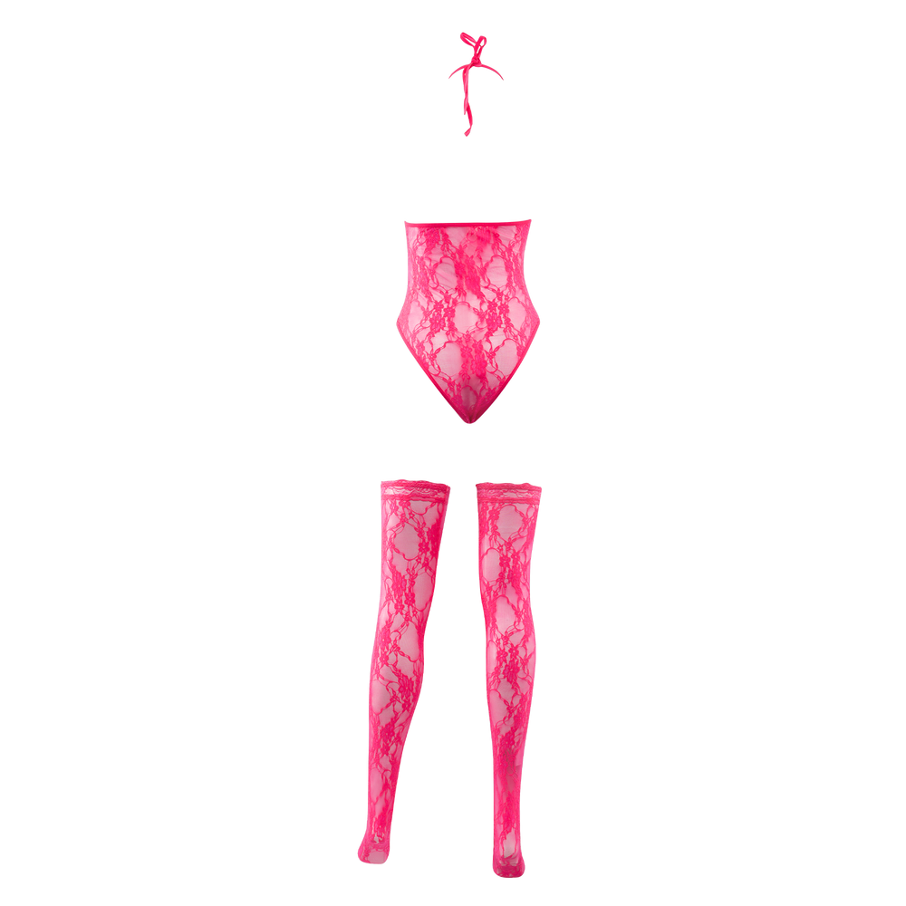 5: Amorable by Rimba – Bodystocking mit Strümpfen – Einheitsgröße – Pink