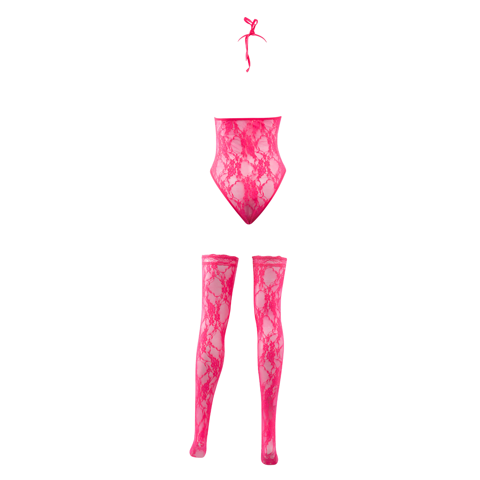 Amorable by Rimba – Bodystocking mit Strümpfen – Einheitsgröße – Pink