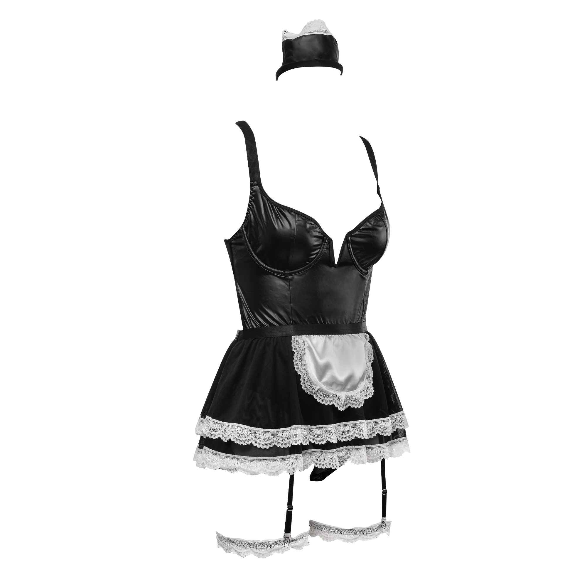 6: Amorable by Rimba – Wetlook-Dienstmädchenuniform – Schwarz, Weiß