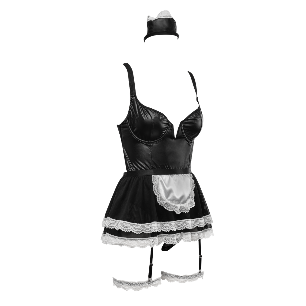 6: Amorable by Rimba – Wetlook-Dienstmädchenuniform – Schwarz, Weiß