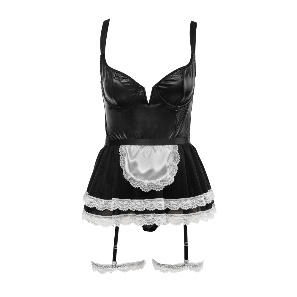 Amorable by Rimba – Wetlook-Dienstmädchenuniform – Schwarz, Weiß