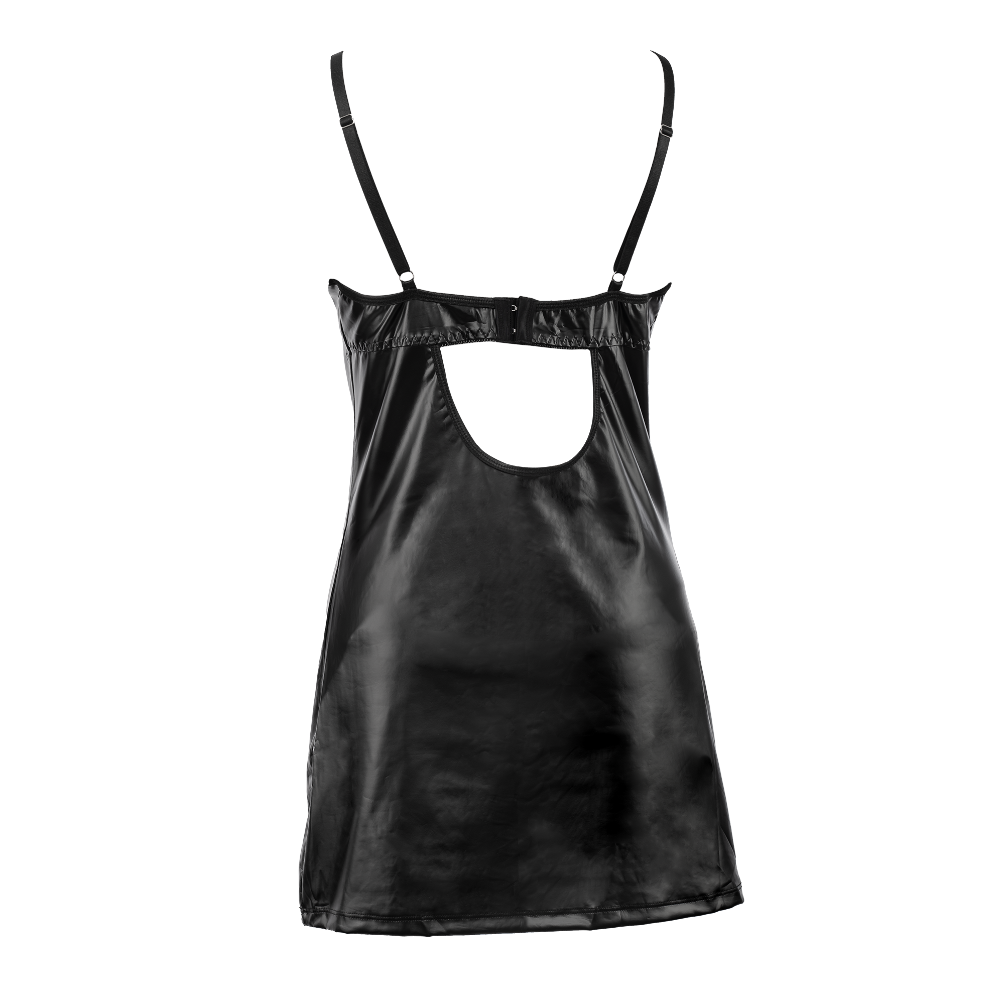 7: Amorable by Rimba – Wetlook-Kleid mit Spitze – Schwarz