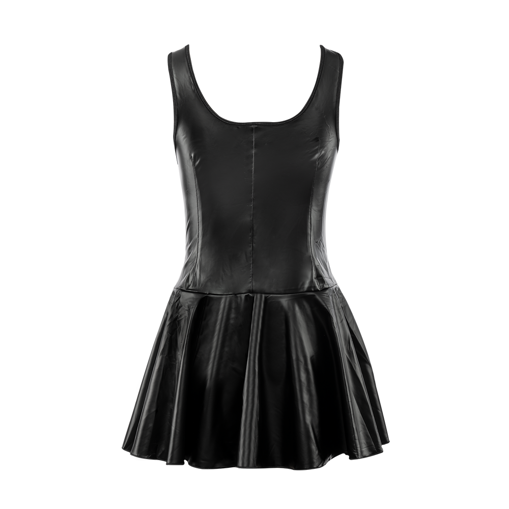 6: Amorable by Rimba – Wetlook-Kleid mit goldenem Reißverschluss – Schwarz, Gold