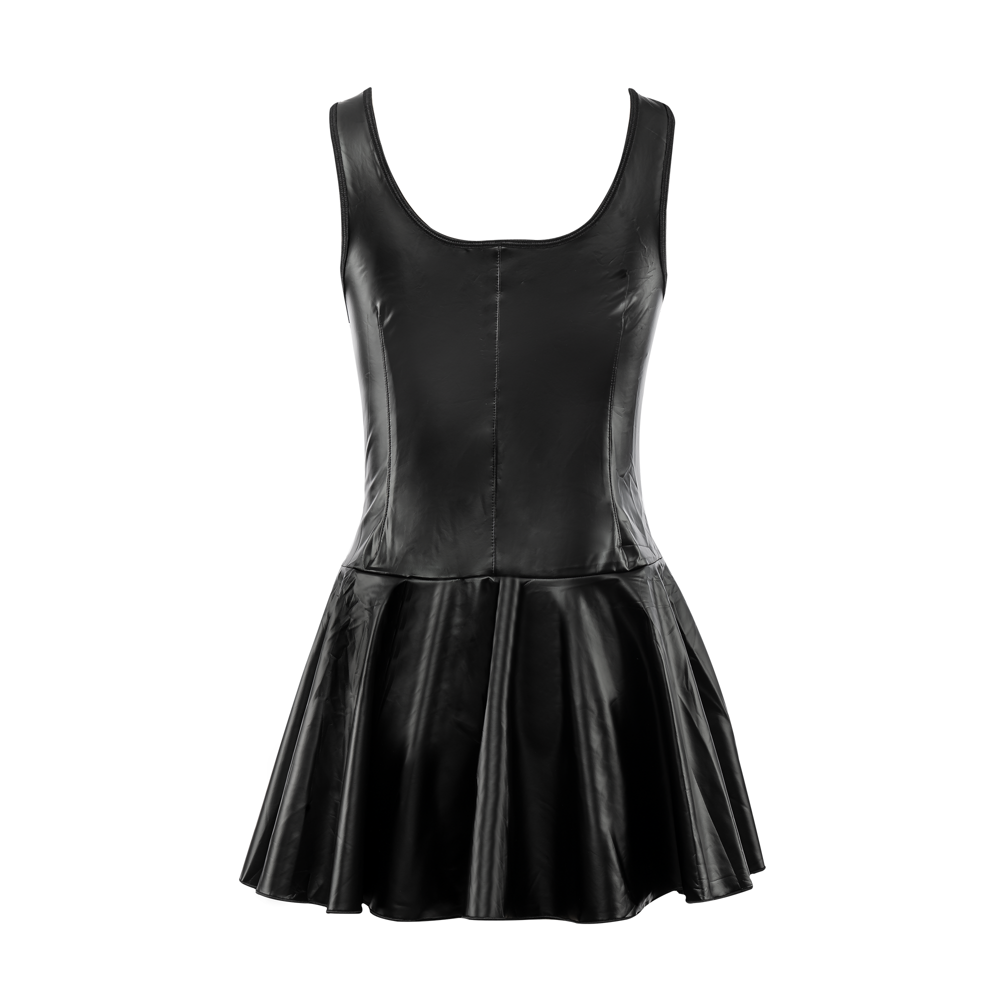 Amorable by Rimba – Wetlook-Kleid mit goldenem Reißverschluss – Schwarz, Gold