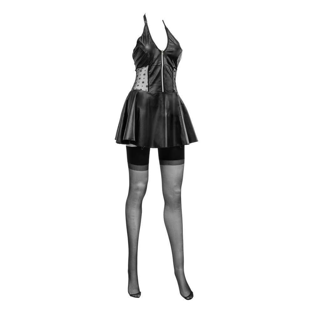 5: Amorable by Rimba – Wetlook-Kleid mit Spitze und Reißverschluss – Schwarz