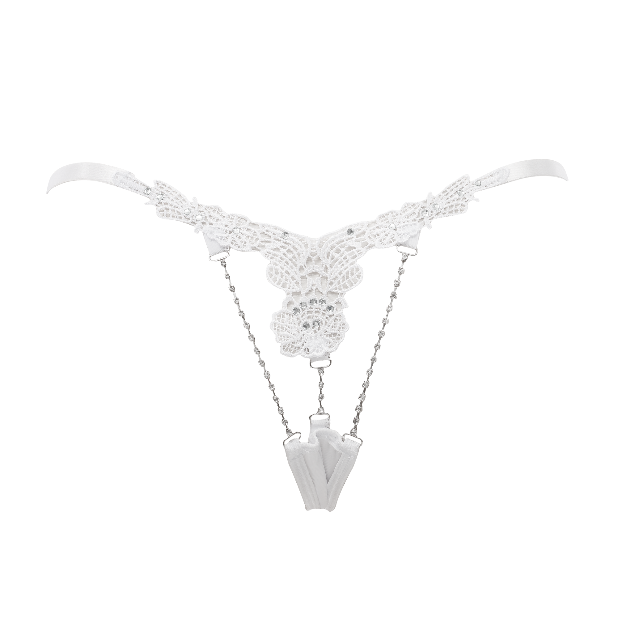 Amorable by Rimba – String mit Strasssteinen – Einheitsgröße – Weiß