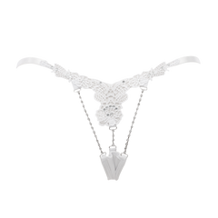 Amorable by Rimba – String mit Strasssteinen – Einheitsgröße – Weiß