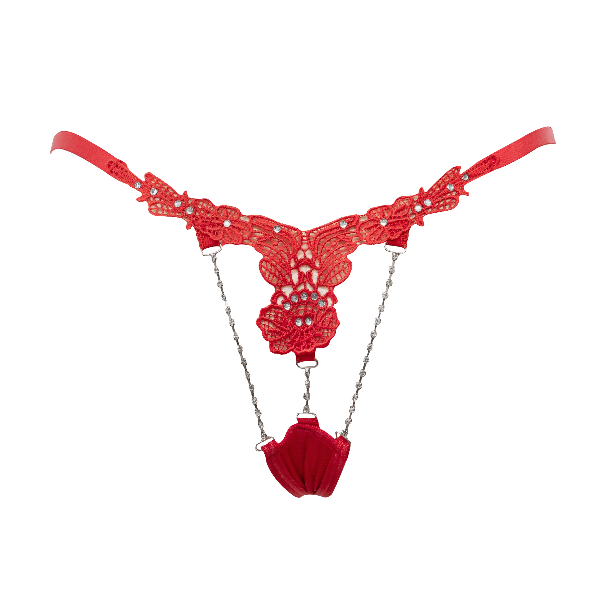 Amorable by Rimba – String mit Strasssteinen – Einheitsgröße – Rot