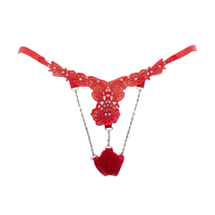 Amorable by Rimba – String mit Strasssteinen – Einheitsgröße – Rot