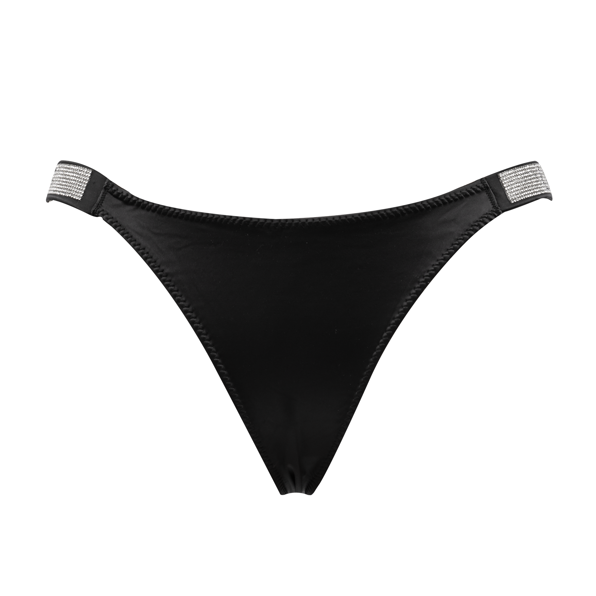 5: Amorable by Rimba - Thong with Rhinestones (Love) - One - Size - Black, Silver
