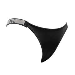 4: Amorable by Rimba - Thong with Rhinestones (Love) - One - Size - Black, Silver