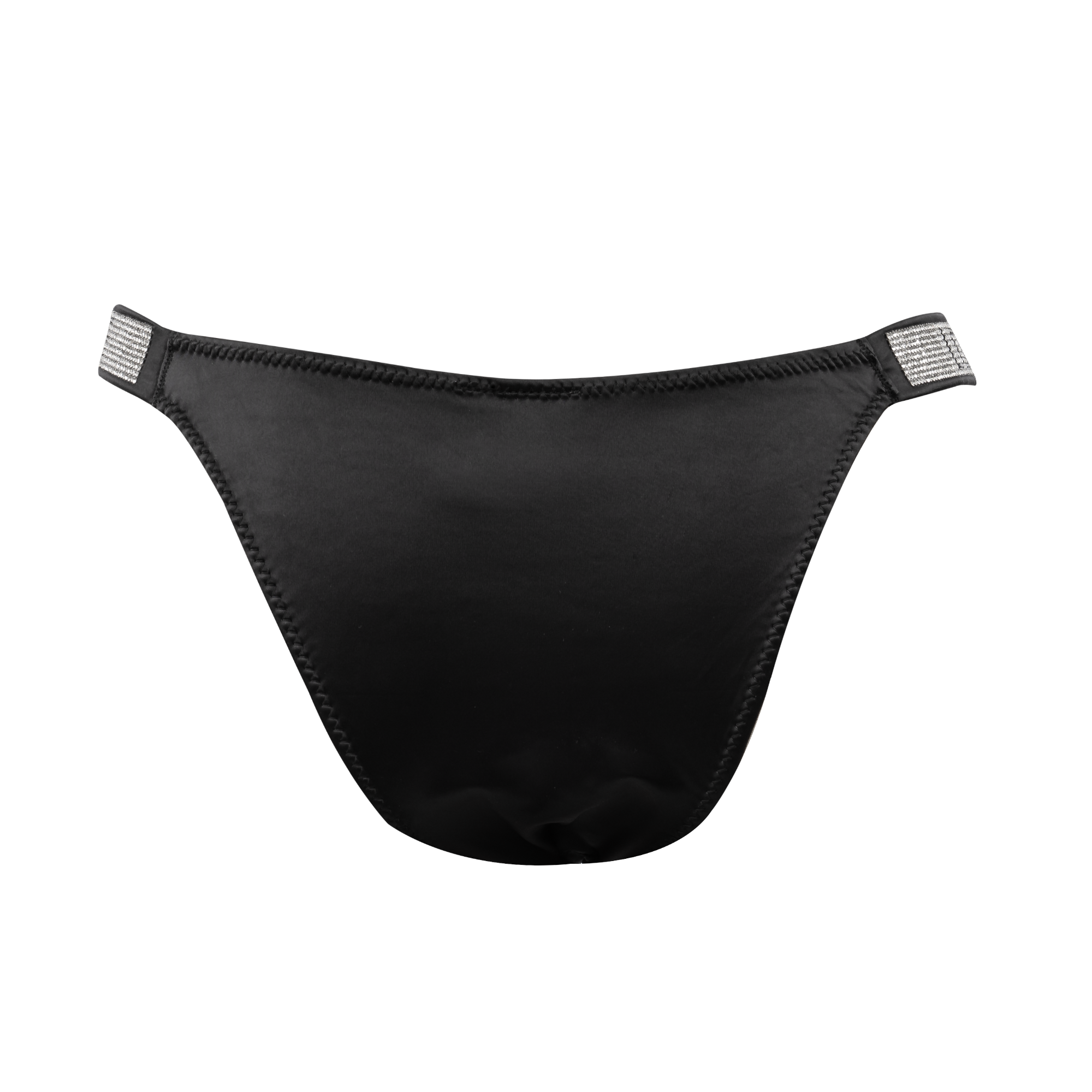 6: Amorable by Rimba - Thong with Rhinestones (Love) - One - Size - Black, Silver