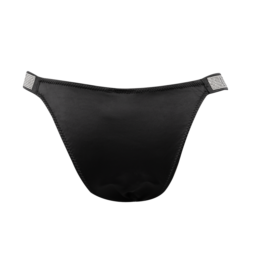 6: Amorable by Rimba - Thong with Rhinestones (Love) - One - Size - Black, Silver