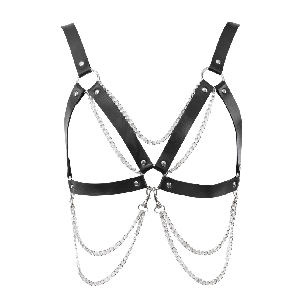 4: Amorable by Rimba – Offener BH mit Ketten – Einheitsgröße – Schwarz, Silber