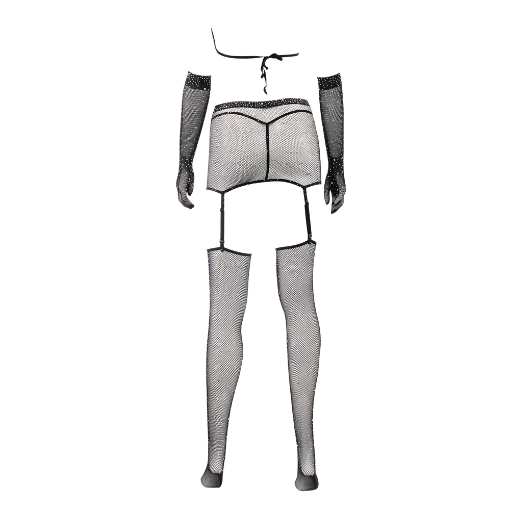 7: Amorable by Rimba – Sexy Netz-Set mit Strasssteinen – Schwarz