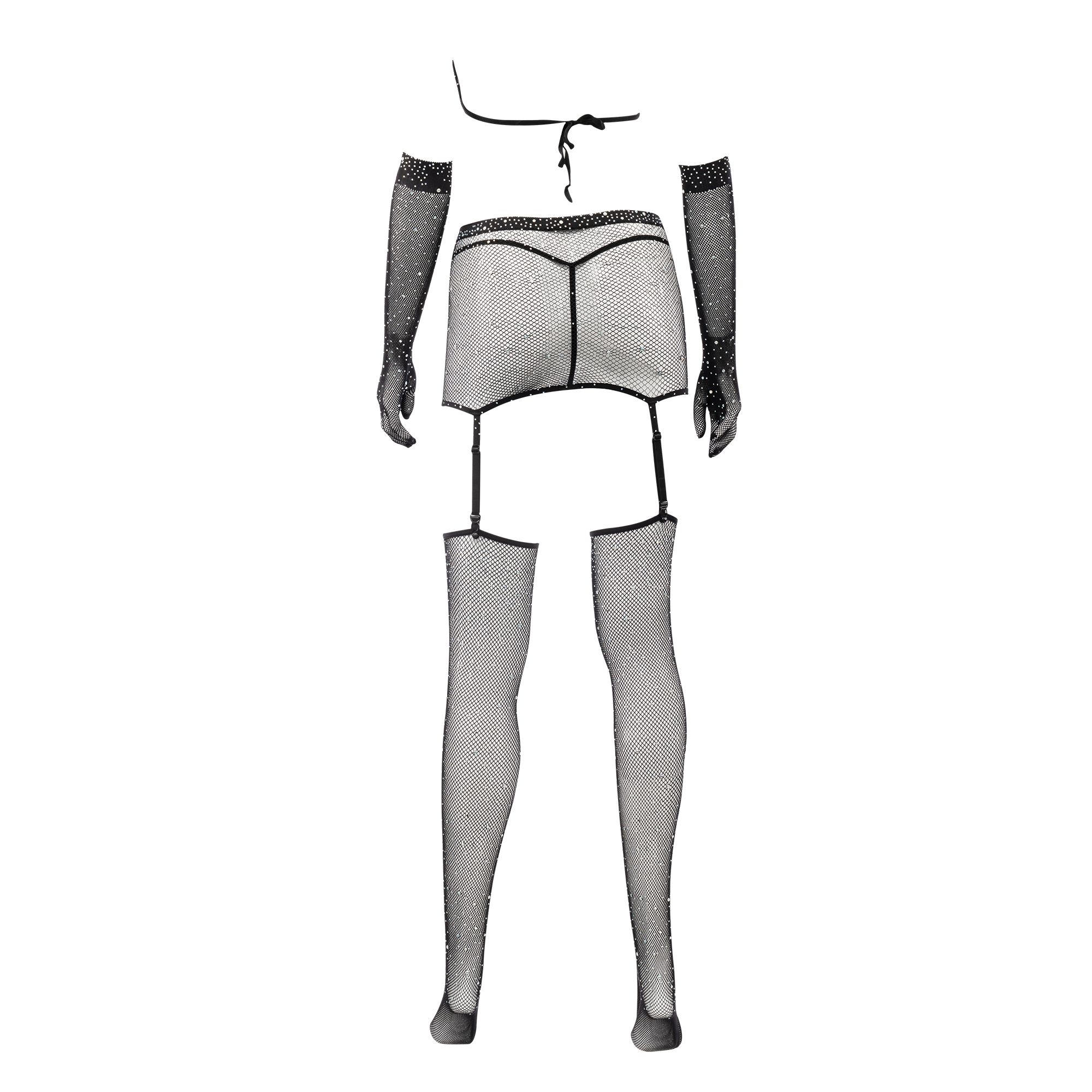 Amorable by Rimba – Sexy Netz-Set mit Strasssteinen – Schwarz
