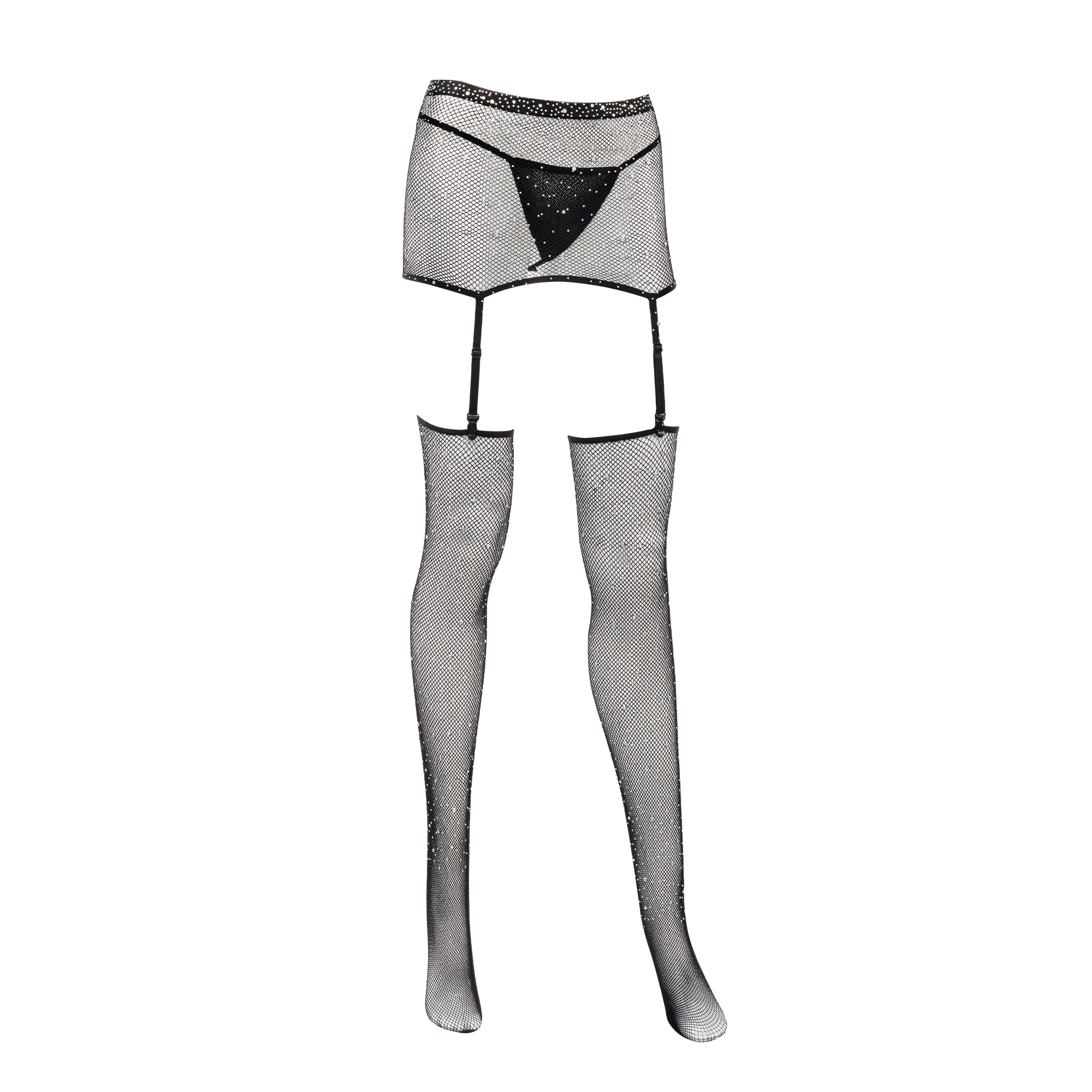 8: Amorable by Rimba – Sexy Netz-Set mit Strasssteinen – Schwarz