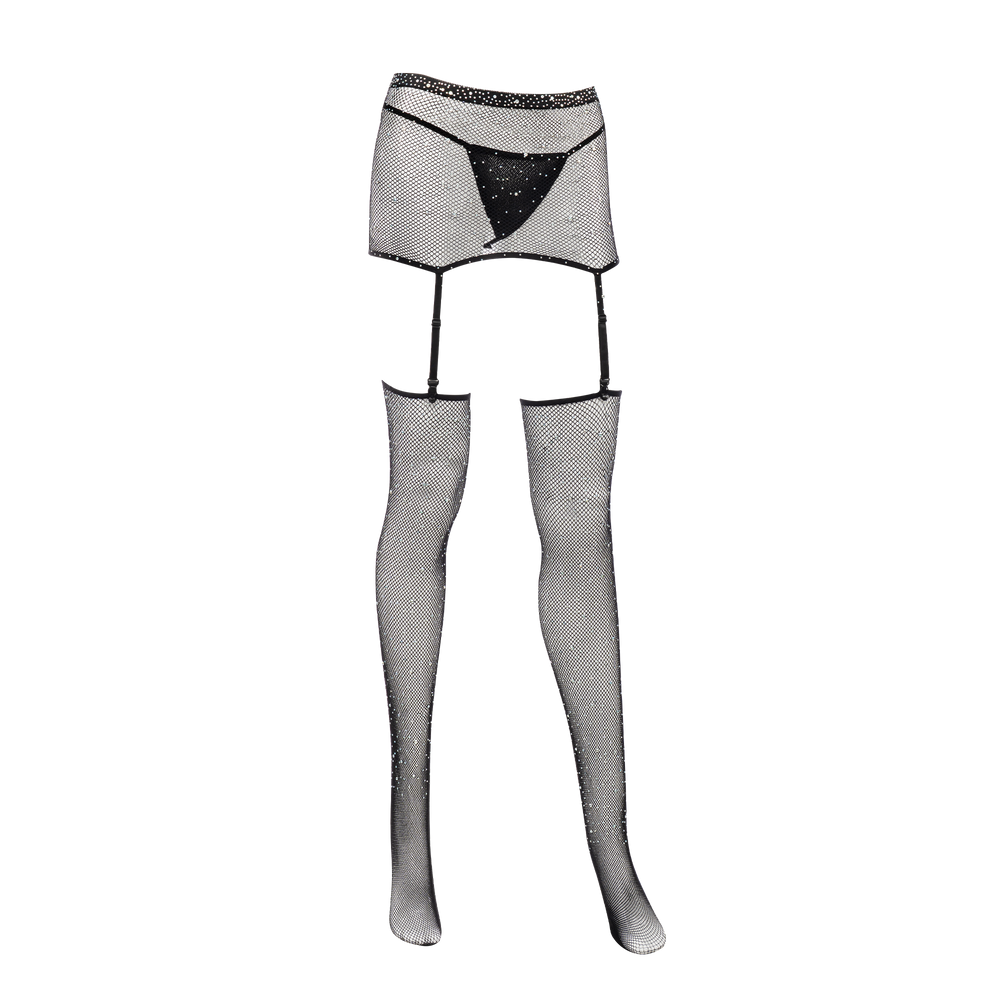8: Amorable by Rimba – Sexy Netz-Set mit Strasssteinen – Schwarz