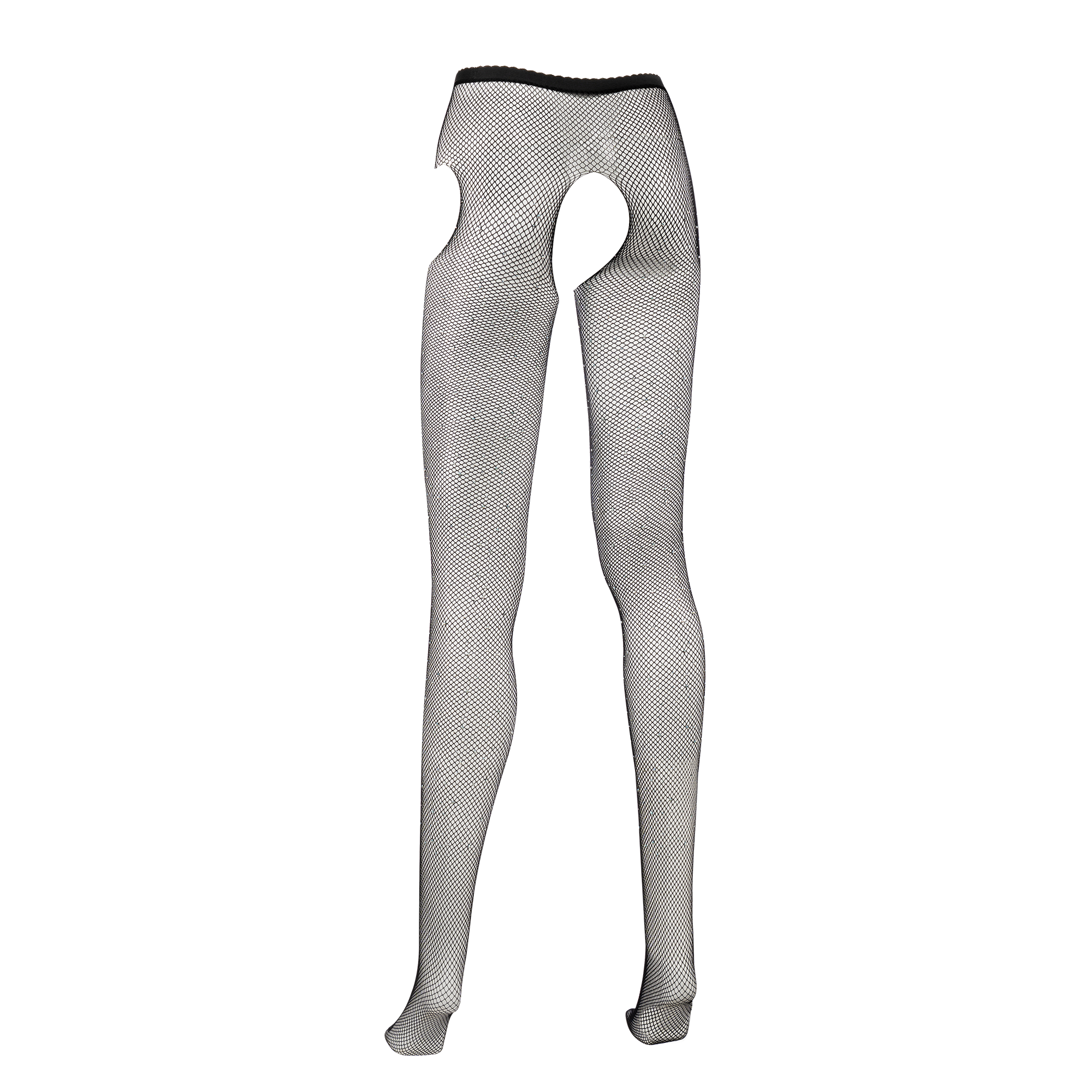 Amorable by Rimba – Strumpfhose mit offenem Schritt und Strasssteinen – Einheitsgröße – Schwarz