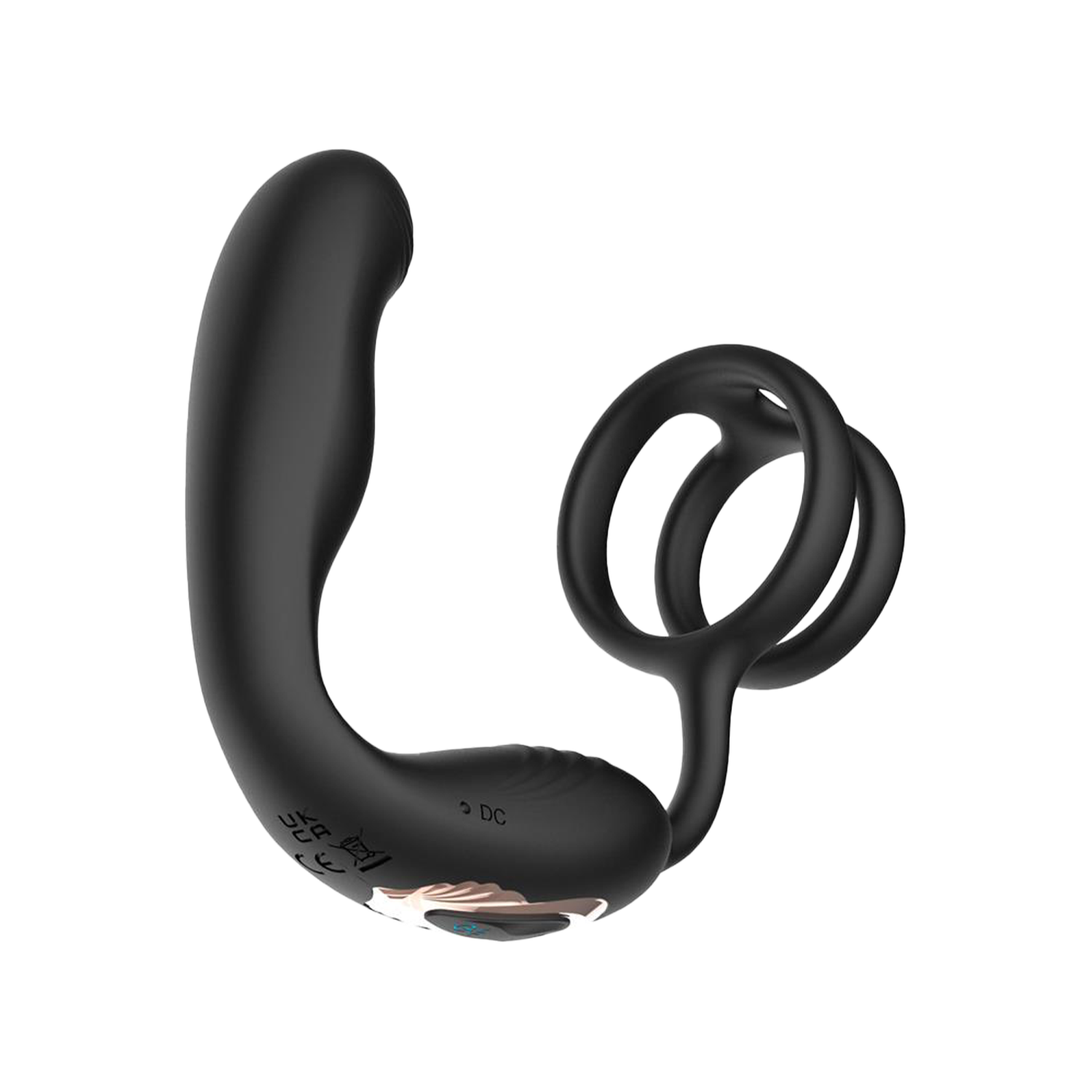 2: IY – Bruce – Prostatamassagegerät 360° mit doppelter Penisring-Vibration – Schwarz