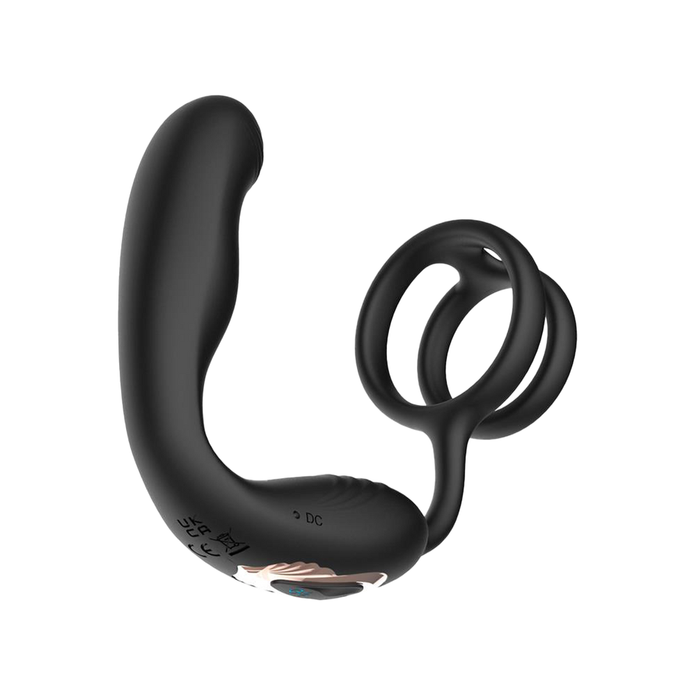 2: IY – Bruce – Prostatamassagegerät 360° mit doppelter Penisring-Vibration – Schwarz