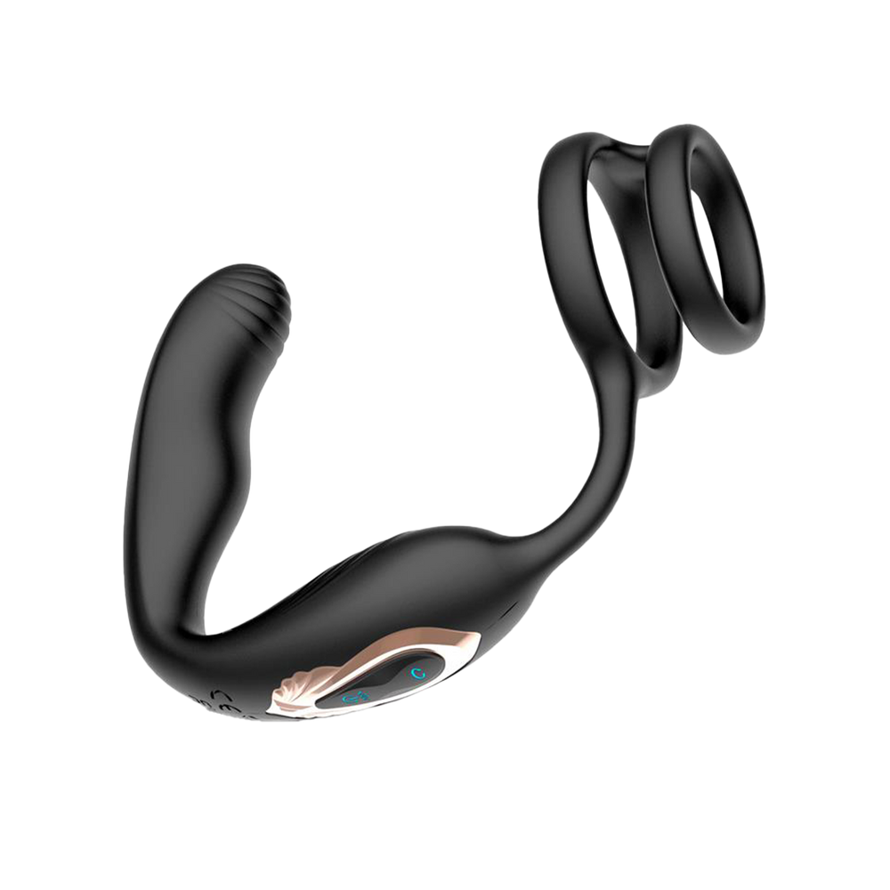 7: IY – Bruce – Prostatamassagegerät 360° mit doppelter Penisring-Vibration – Schwarz