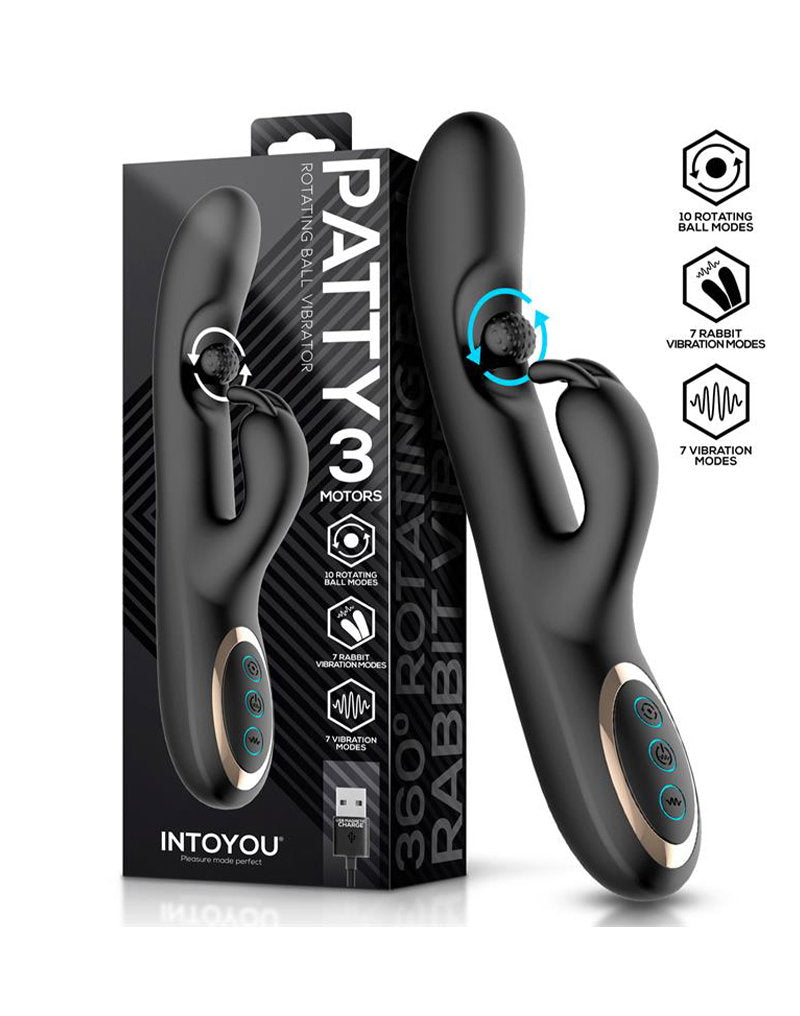IY – Patty – Rabbit-Vibrator mit rotierender Kugel – Schwarz